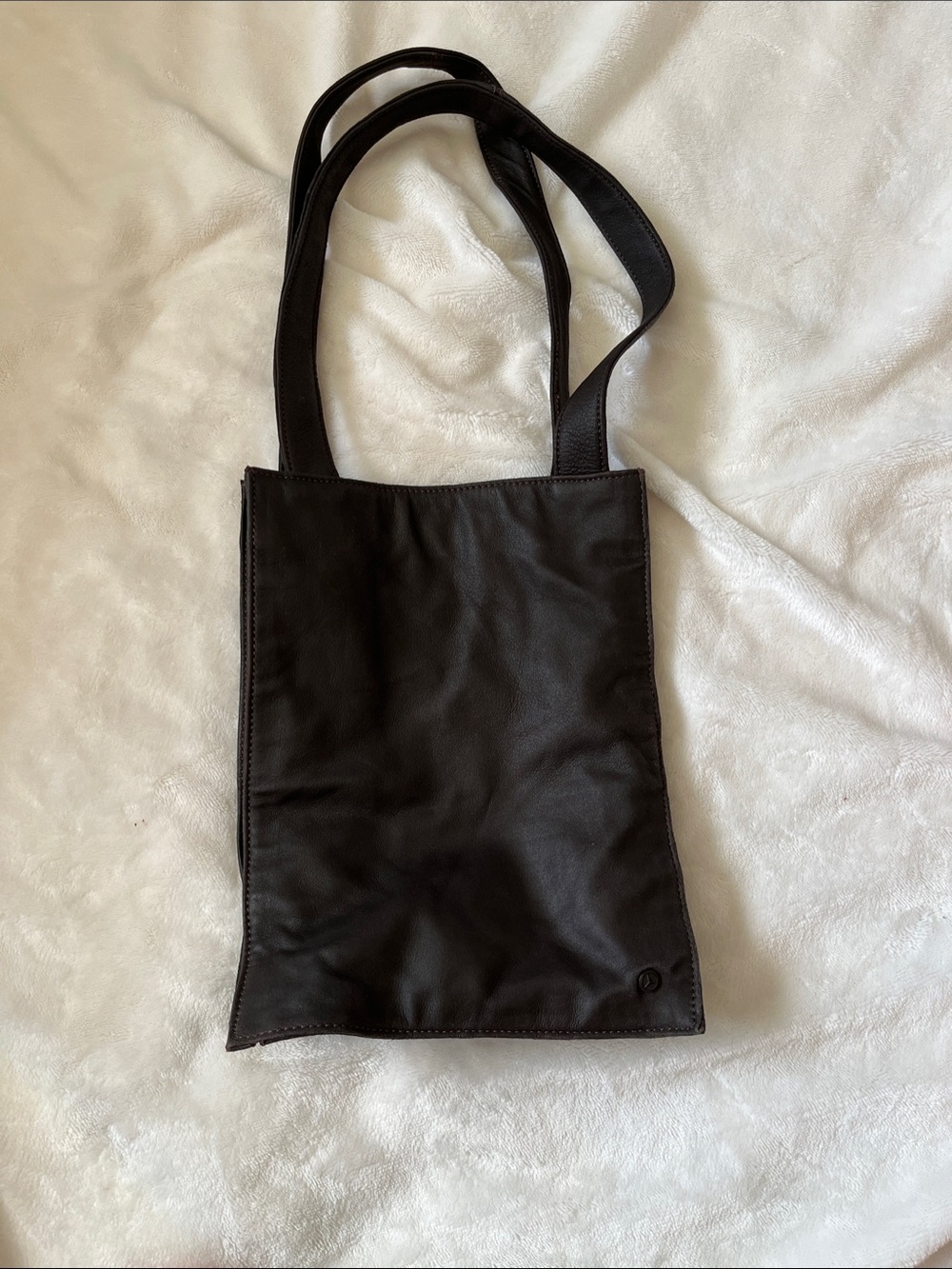 Vintage Mercedes Benz Classic soft Leather Dark Brown Small Shoulder Bag